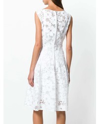 weißes ausgestelltes Kleid mit Blumenmuster von Talbot Runhof