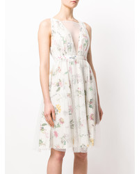 weißes ausgestelltes Kleid mit Blumenmuster von N°21