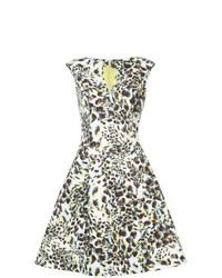weißes ausgestelltes Kleid mit Leopardenmuster von Rubin Singer