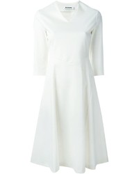 weißes ausgestelltes Kleid von Jil Sander