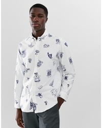 weißes bedrucktes Businesshemd von Polo Ralph Lauren