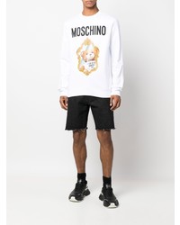 weißes bedrucktes Fleece-Sweatshirt von Moschino