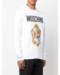 weißes bedrucktes Fleece-Sweatshirt von Moschino