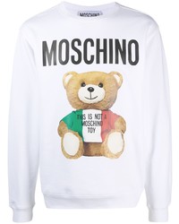 weißes bedrucktes Fleece-Sweatshirt von Moschino