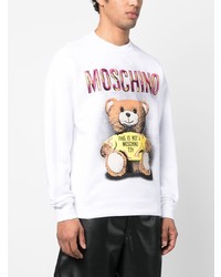 weißes bedrucktes Fleece-Sweatshirt von Moschino