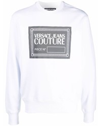 weißes bedrucktes Fleece-Sweatshirt von VERSACE JEANS COUTURE