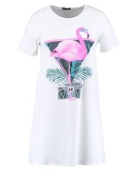 weißes bedrucktes Freizeitkleid von Pink Clove