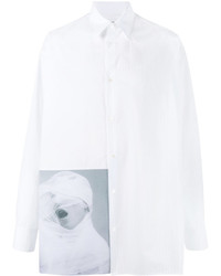 weißes bedrucktes Hemd von Raf Simons