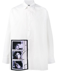 weißes bedrucktes Hemd von Raf Simons