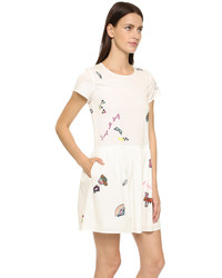 weißes bedrucktes Kleid von Mira Mikati