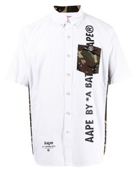 weißes bedrucktes Kurzarmhemd von AAPE BY A BATHING APE