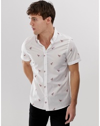 weißes bedrucktes Kurzarmhemd von Burton Menswear