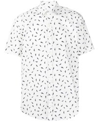 weißes bedrucktes Kurzarmhemd von Canali
