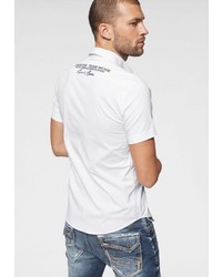 weißes bedrucktes Kurzarmhemd von Cipo & Baxx