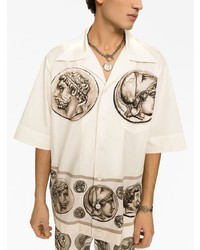 weißes bedrucktes Kurzarmhemd von Dolce & Gabbana