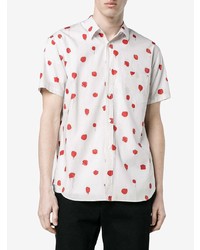 weißes bedrucktes Kurzarmhemd von Comme Des Garcons SHIRT