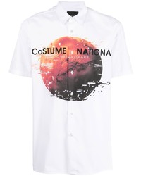 weißes bedrucktes Kurzarmhemd von costume national contemporary