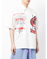 weißes bedrucktes Kurzarmhemd von Yoshiokubo