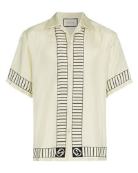 weißes bedrucktes Kurzarmhemd von Gucci