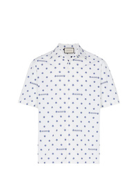 weißes bedrucktes Kurzarmhemd von Gucci
