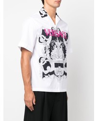 weißes bedrucktes Kurzarmhemd von Versace