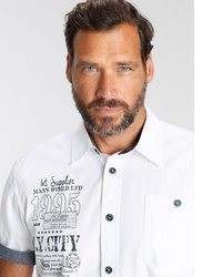 weißes bedrucktes Kurzarmhemd von mans world