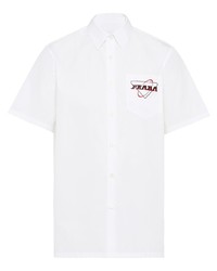 weißes bedrucktes Kurzarmhemd von Prada