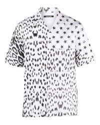 weißes bedrucktes Kurzarmhemd von Roberto Cavalli