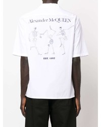 weißes bedrucktes Kurzarmhemd von Alexander McQueen