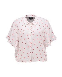 weißes bedrucktes Kurzarmhemd von Topshop