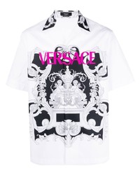 weißes bedrucktes Kurzarmhemd von Versace