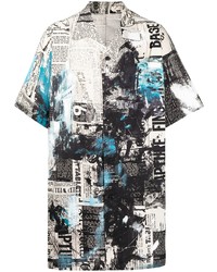 weißes bedrucktes Kurzarmhemd von Yohji Yamamoto
