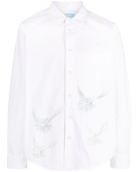 weißes bedrucktes Langarmhemd von 3PARADIS