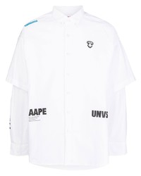 weißes bedrucktes Langarmhemd von AAPE BY A BATHING APE