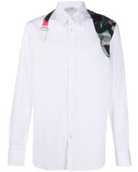 weißes bedrucktes Langarmhemd von Alexander McQueen