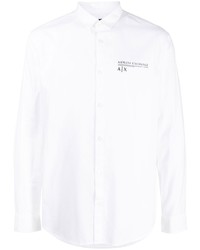 weißes bedrucktes Langarmhemd von Armani Exchange