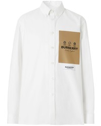 weißes bedrucktes Langarmhemd von Burberry