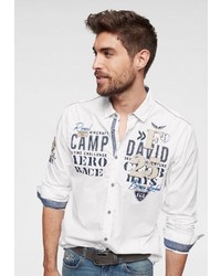 weißes bedrucktes Langarmhemd von Camp David