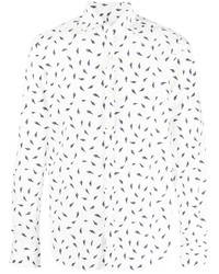 weißes bedrucktes Langarmhemd von Canali