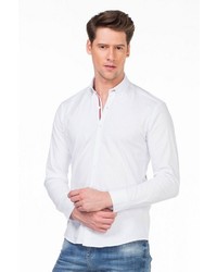 weißes bedrucktes Langarmhemd von Cipo & Baxx