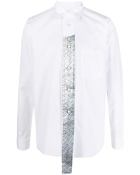 weißes bedrucktes Langarmhemd von Comme Des Garcons Homme Plus
