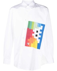 weißes bedrucktes Langarmhemd von Comme Des Garcons SHIRT