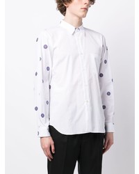 weißes bedrucktes Langarmhemd von Comme des Garcons Homme Deux