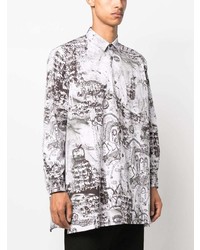 weißes bedrucktes Langarmhemd von Comme Des Garcons SHIRT