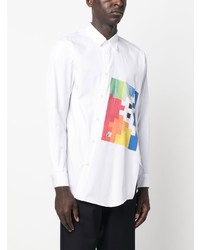 weißes bedrucktes Langarmhemd von Comme Des Garcons SHIRT