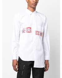 weißes bedrucktes Langarmhemd von Comme Des Garcons SHIRT