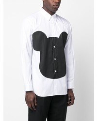 weißes bedrucktes Langarmhemd von Comme Des Garcons SHIRT