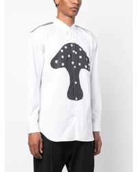 weißes bedrucktes Langarmhemd von Comme Des Garcons SHIRT