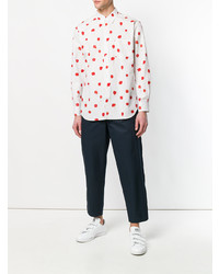 weißes bedrucktes Langarmhemd von Comme Des Garcons SHIRT