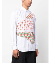 weißes bedrucktes Langarmhemd von Comme Des Garcons SHIRT